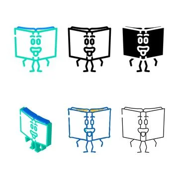 Learning book character diversity color icon vector Stock Illustration
