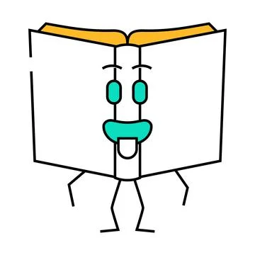 Learning book character icon color illustration Stock Illustration