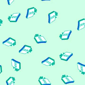 Learning book character isometric icon seamless pattern 库存插图