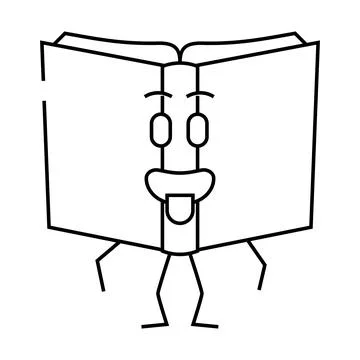 Learning book character line icon vector illustration Stock Illustration