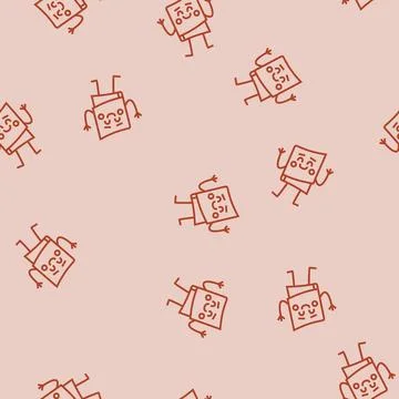 Learning book character line seamless pattern Stockillustratie