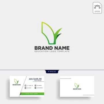 Learning book plant leaf tree line logo template vector illustration Stock Illustration