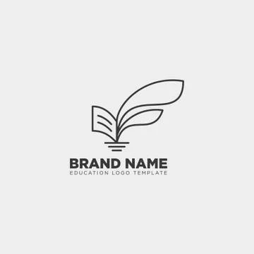 Learning book plant leaf tree line logo template vector illustration Illustrazione stock