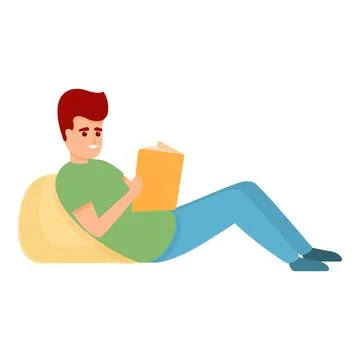 Learning boy icon, cartoon style Stock Illustration
