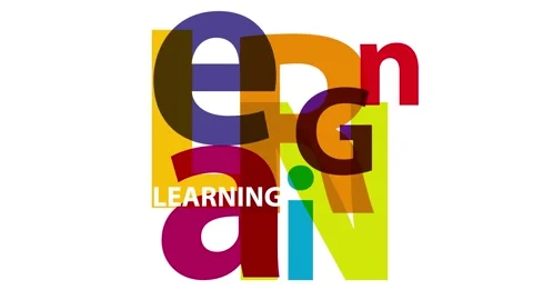 Learning. Broken text, animated illustration in seamless loop Stock Footage 239894900