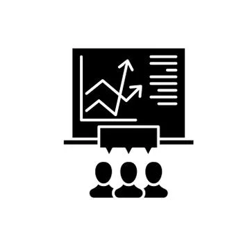 Learning business black icon, vector sign on isolated background. Learning Stock Illustration