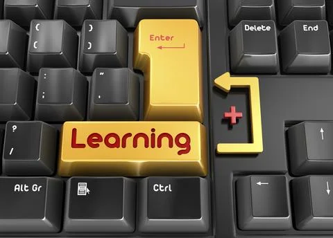 Learning button, This is a computer generated and 3d rendered picture Stock Illustration