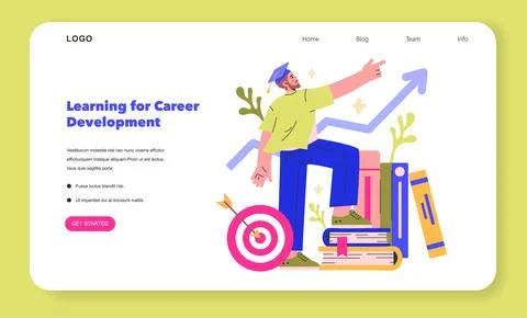 Learning for Career Development concept A figure steps towards career goals 스톡 일러스트