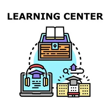 Learning center concept with educational resources and online training Illustrazione stock
