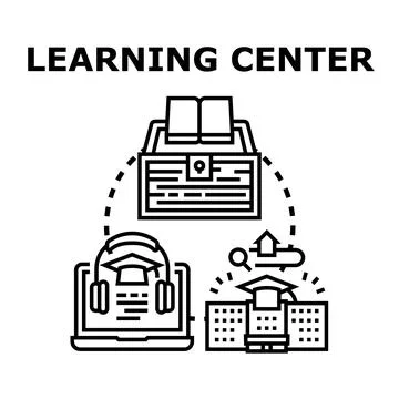 Learning center concept with educational resources and online training Stock Illustration