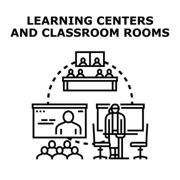 Learning centers and classroom rooms concept illustration Stock Illustration
