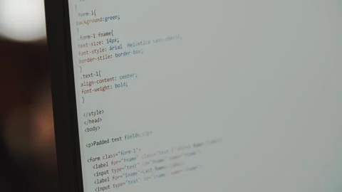 Learning to code in html screen close up Stock Footage 164233083