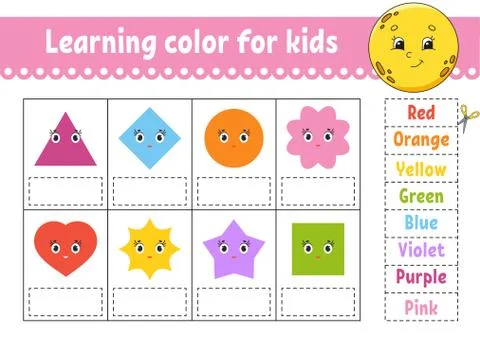 Learning color for kids. Education developing worksheet. Activity page with c Illustrazione stock