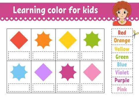 Learning color for kids. Education developing worksheet. Activity page with c Stock Illustration