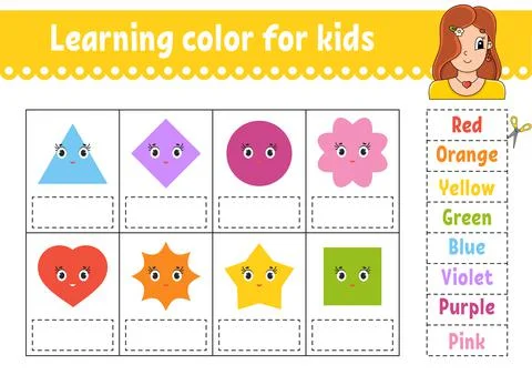 Learning color for kids. Education developing worksheet. Activity page with c Stock Illustration