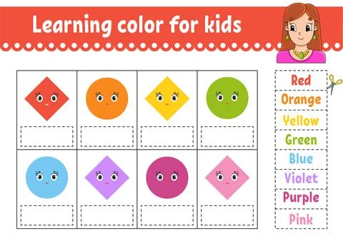 Learning color for kids. Education developing worksheet. Activity page with c Stock Illustration