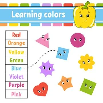 Learning colors. Education developing worksheet. Activity page with pictures. Stock Illustration