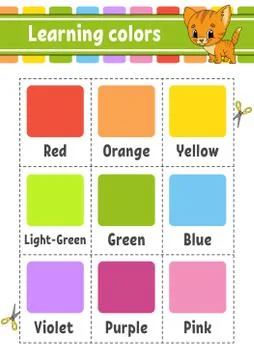 Learning colors. A set of flash cards of different colors. Cut and play. Acti Stock Illustration