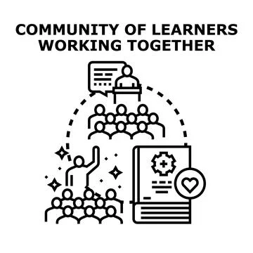 Learning community working together for education development 库存插图