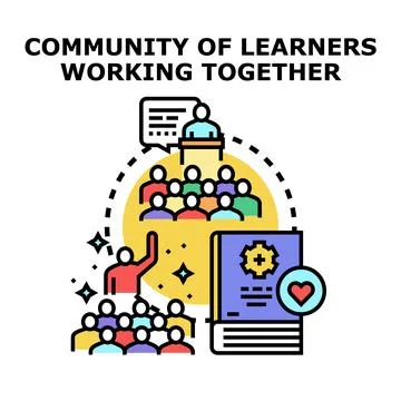 Learning community working together for education development Stock Illustration