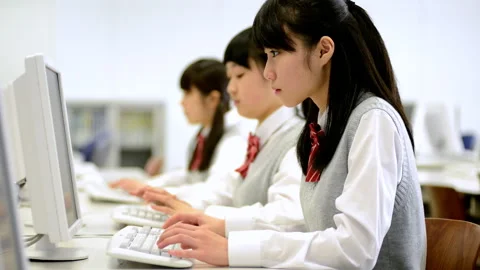 Learning with a Computer: A Female Student's Journey Stock Footage 332541491