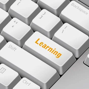 Learning concept with 3d computer keyboard Stock Illustration