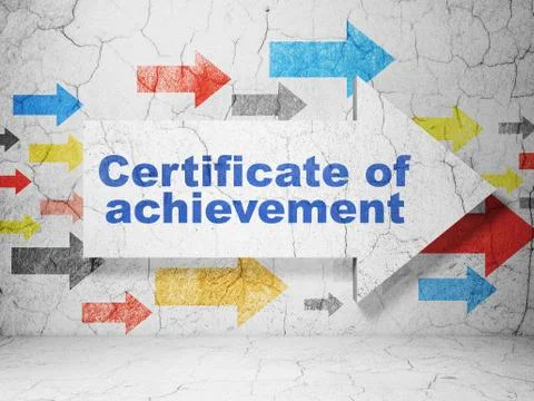 Learning concept: arrow with Certificate of Achievement on grunge wall Illustrazione stock