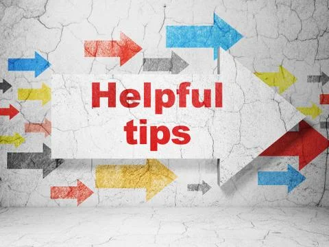 Learning concept: arrow with Helpful Tips on grunge wall background Illustrazione stock