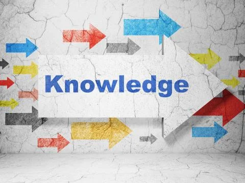 Learning concept: arrow with Knowledge on grunge wall background イラスト素材