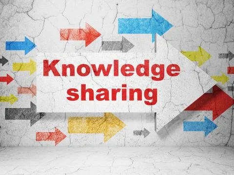 Learning concept: arrow with Knowledge Sharing on grunge wall background 스톡 일러스트