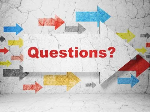 Learning concept: arrow with Questions? on grunge wall background Illustrazione stock