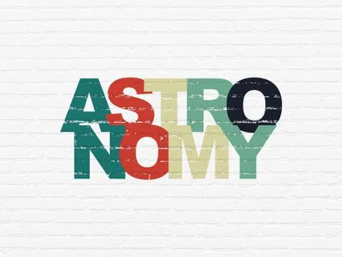Learning concept: Astronomy on wall background Stock Illustration