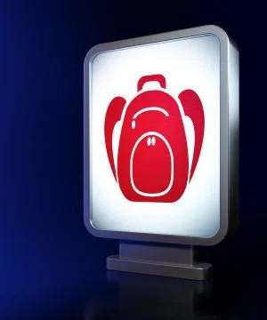 Learning concept: Backpack on billboard background Stock Illustration