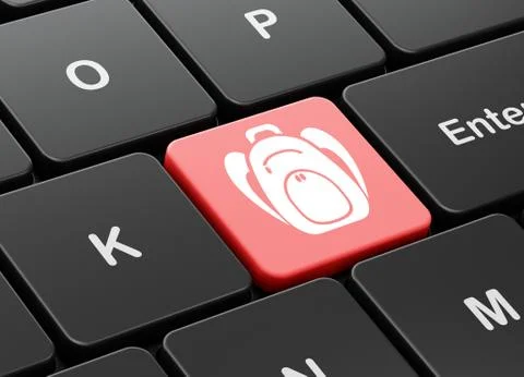 Learning concept: Backpack on computer keyboard background 스톡 일러스트