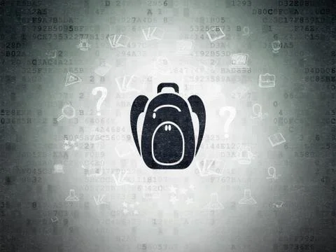 Learning concept: Backpack on Digital Data Paper background Stock Illustration