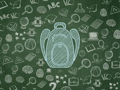Learning concept: Backpack on School board background Ilustración de archivo
