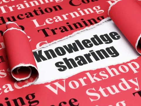 Learning concept: black text Knowledge Sharing under the piece of  torn paper Stock Illustration