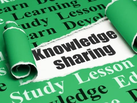 Learning concept: black text Knowledge Sharing under the piece of  torn paper Stock Illustration