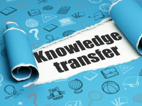 Learning concept: black text Knowledge Transfer under the piece of  torn paper Stock Illustration