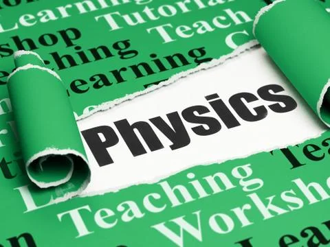 Learning concept: black text Physics under the piece of  torn paper Stock Illustration