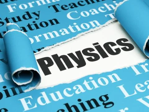 Learning concept: black text Physics under the piece of  torn paper Stock Illustration