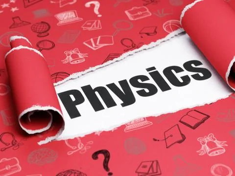 Learning concept: black text Physics under the piece of  torn paper Stock Illustration