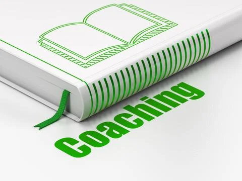 Learning concept: book Book, Coaching on white background Stock Illustration