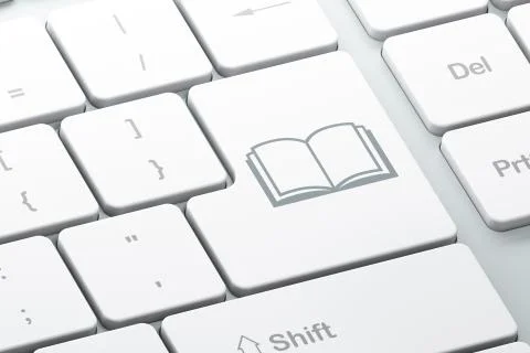 Learning concept: Book on computer keyboard background 스톡 일러스트