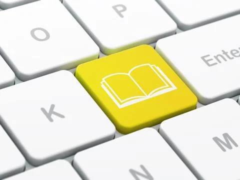 Learning concept: Book on computer keyboard background 스톡 일러스트