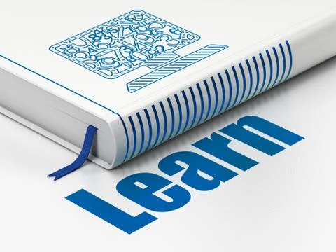 Learning concept: book Computer Pc, Learn on white background 스톡 일러스트