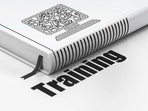 Learning concept: book Computer Pc, Training on white background イラスト素材