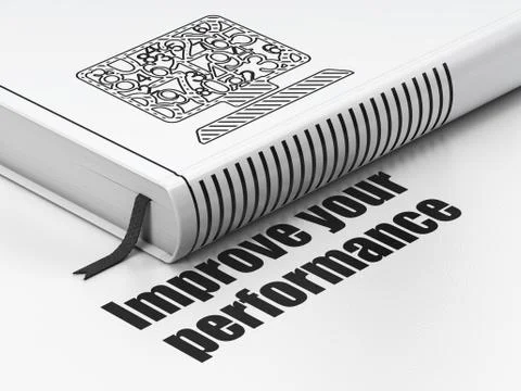 Learning concept: book Computer Pc, Improve Your Performance on white background Stock-Illustration