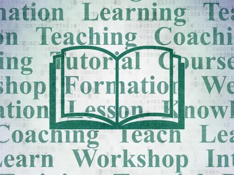 Learning concept: Book on Digital Data Paper background Stock Illustration