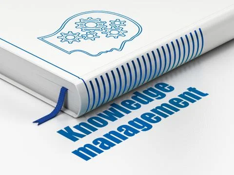 Learning concept: book Head With Gears, Knowledge Management on white background Stock Illustration